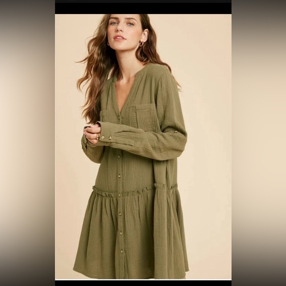 Anthropologie Maeve Katie Textured Utility Tunic Dress Size Boho Fall Casual